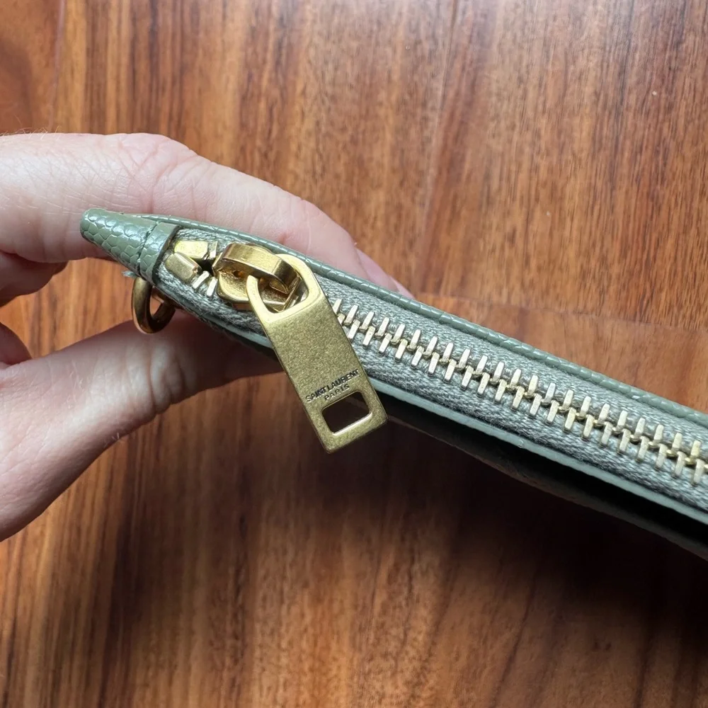 Yves Saint Laurent Sage Quilted Leather Wristlet - Picture 6 of 8